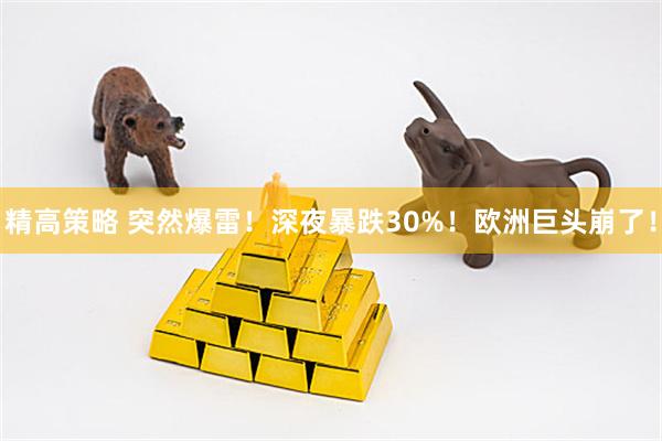 精高策略 突然爆雷！深夜暴跌30%！欧洲巨头崩了！